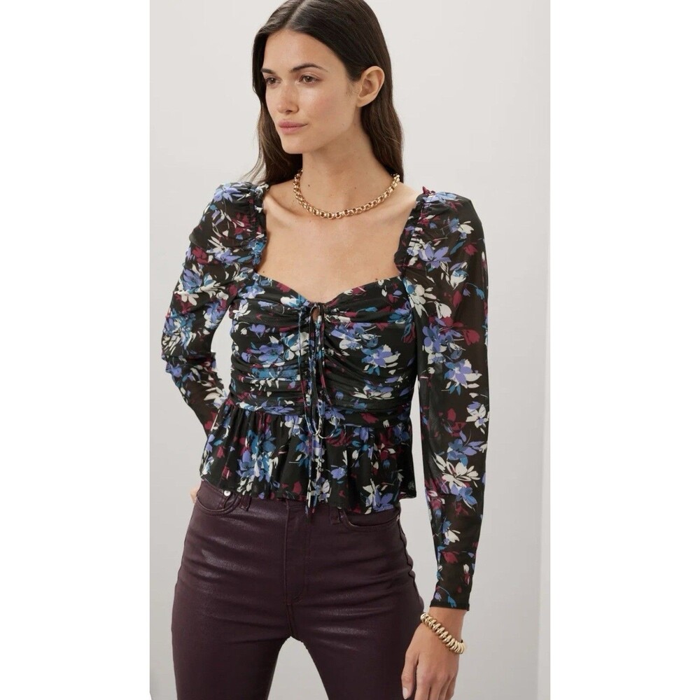 Peter Som Long Sleeve Floral Blouse W/ Smocked Back Detail Size 4